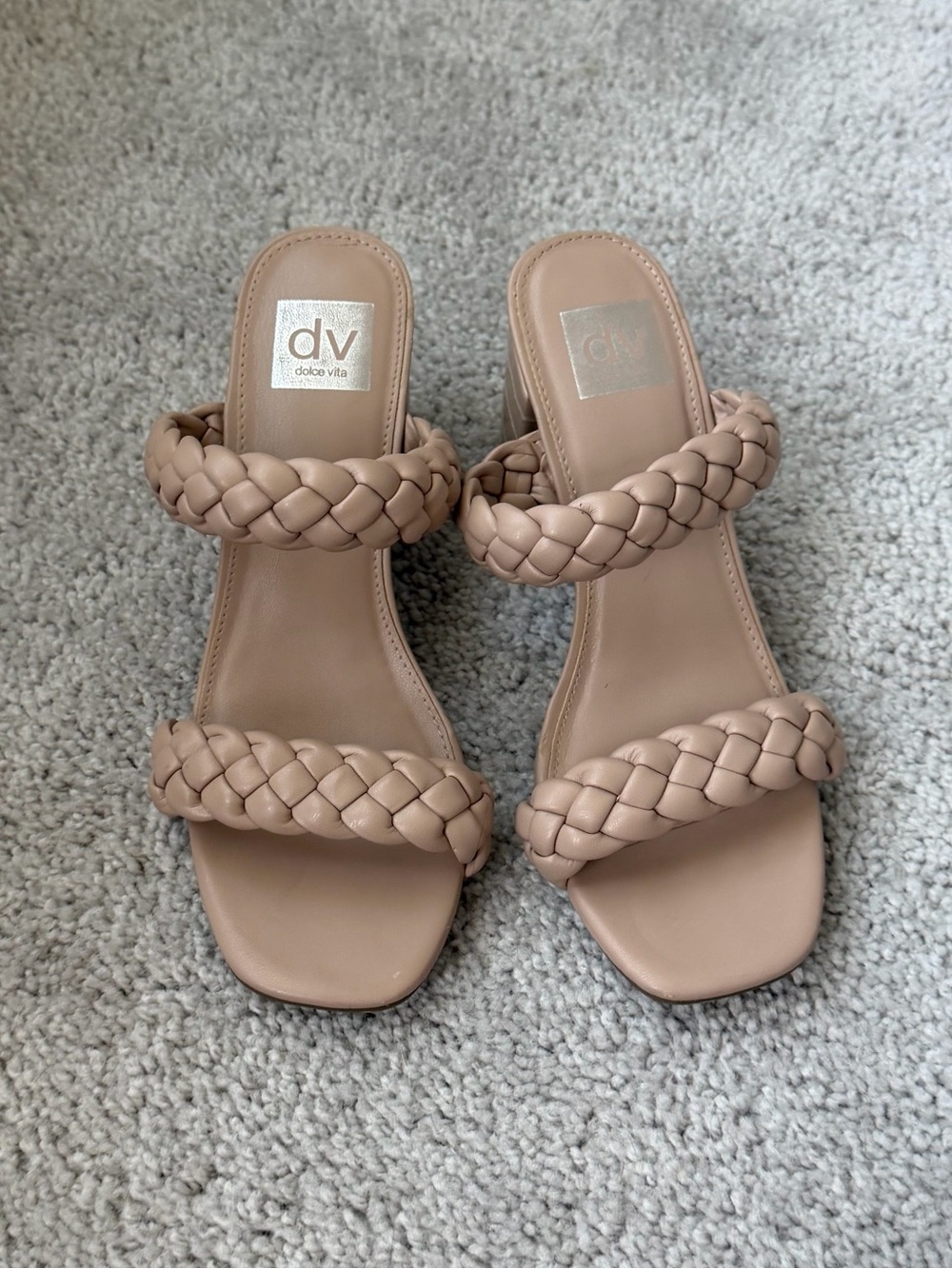 Dolce Vita Braided Block Heel Sandals Nude size 9
